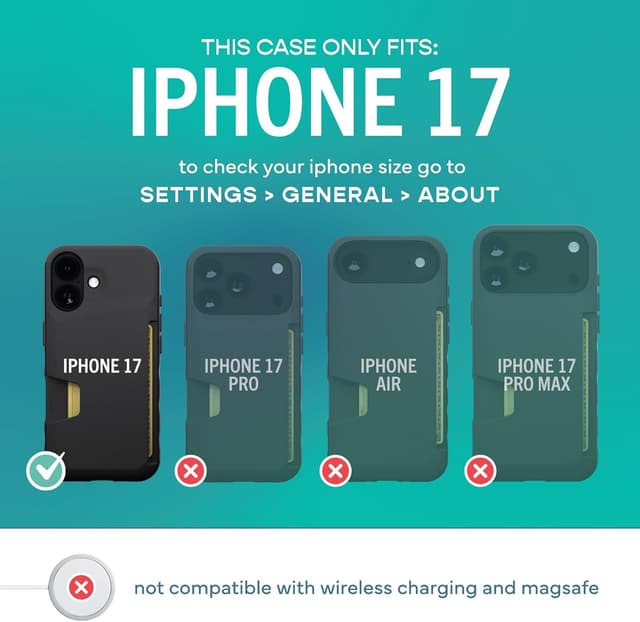 Detalle de Smartish iPhone 17 Wallet Case (Wallet Slayer Vol. 1) — Slim Protective Credit Card Holder, Black Tie Affair