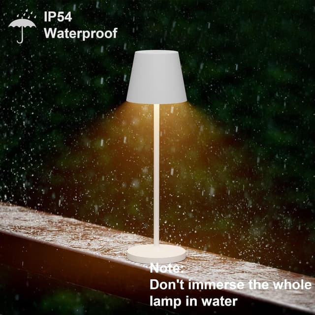 Detalle 2 de Klighten 2 Pezzi Lampada LED dimmerabile da tavolo ricaricabile, 3000K, IP54, in alluminio (H38 cm) bianco