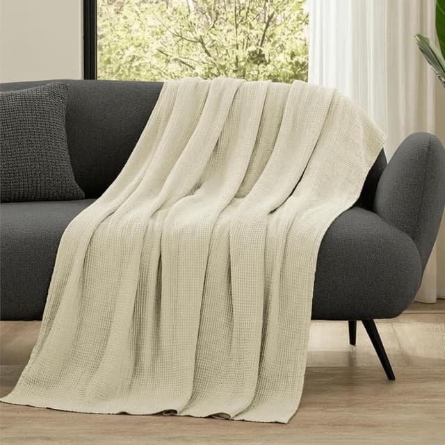 Thumbnail 6 de Dreamzie Couverture en mousseline 220x240 cm en coton 4 couches Oeko-Tex ivoire