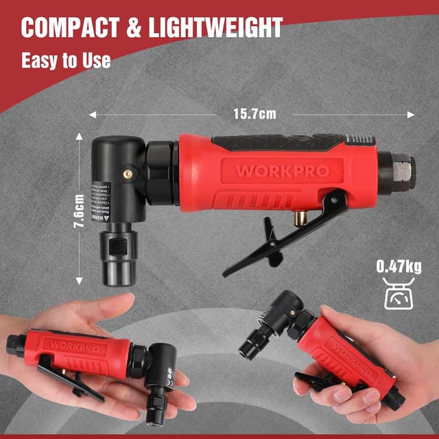 Detalle 2 de WORKPRO meuleuse d’angle pneumatique 1/4" (6,3 mm) 20 000 tr/min avec mandrin 3 mm et 6 mm