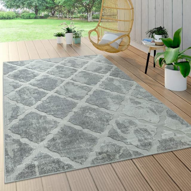 Detalle 2 de Paco Home tapis d’intérieur & extérieur 120x170 cm gris 3, motif géométrique