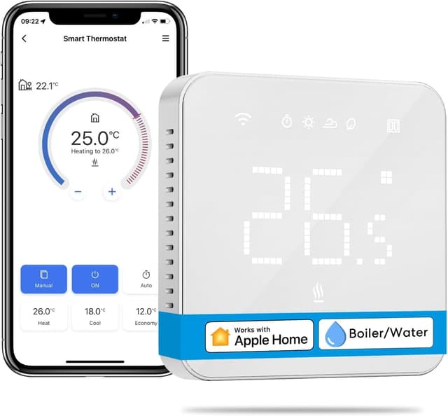 Detalle de Meross Thermostat Connecté Encastrable WiFi pour chaudière / chauffage au sol à eau, compatible Apple HomeKit, Alexa et Google Home