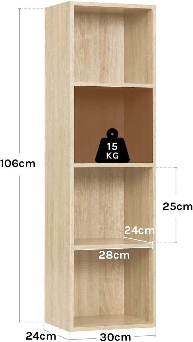 Thumbnail 2 de WOLTU Estantería Libro con 4 Cubos 📚 30x24x106cm SK003hei4