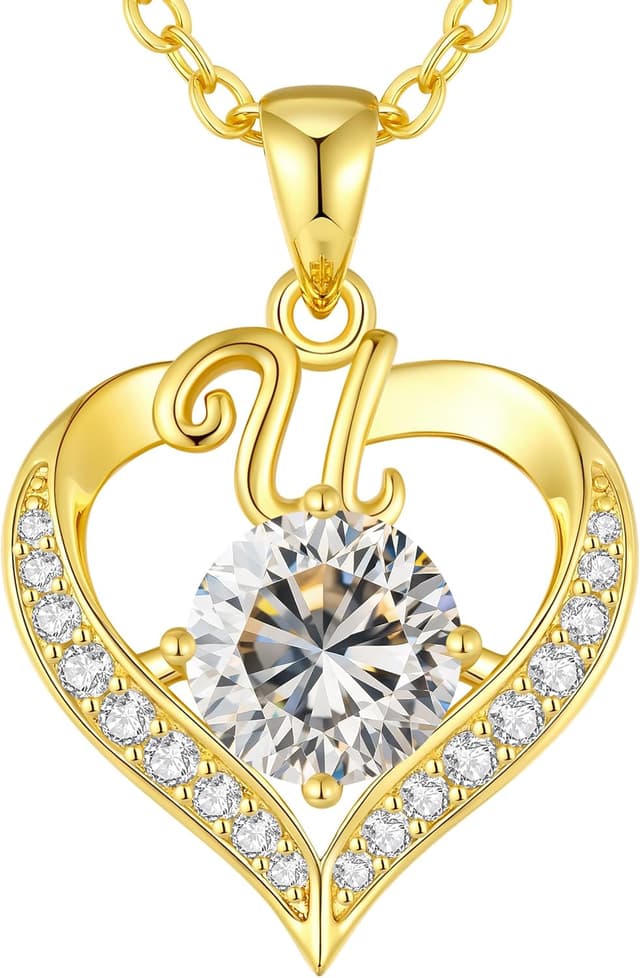 Thumbnail 6 de LOUISA SECRET Collier femme A-Z avec initiales en capitales et pendentif cœur d’amour, plaqué or 18K