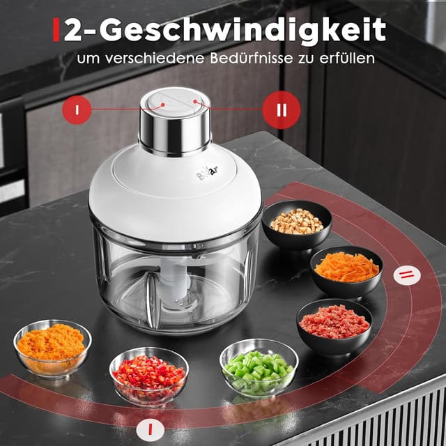 Detalle de Bear Glas-Zerkleinerer 0,6 l + 2 l (elektrisch) mit 2 Geschwindigkeitsstufen und Edelstahlklingen