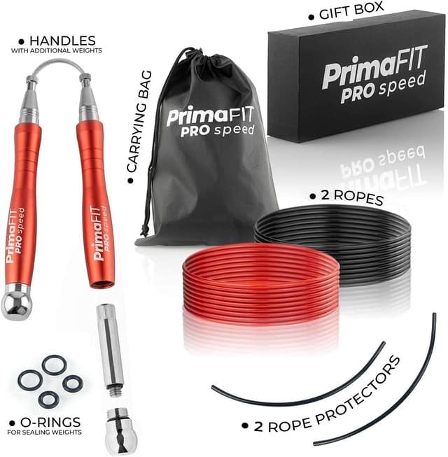 Thumbnail 6 de PrimaFIT Fitness Pro Springseil für Erwachsene, 3 m, verstellbar mit Gewichten, 2 Kugellagern und Anti-Rutsch-Griffen