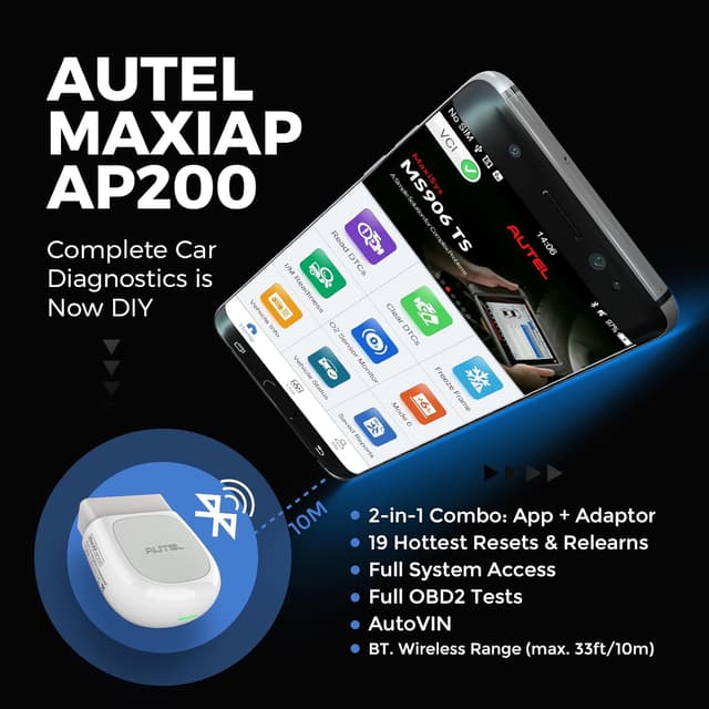 Detalle 2 de Autel MaxiAP AP200 Bluetooth OBD2 Scanner (AutoVIN, 19 maintenance functions) for iPhone & Android