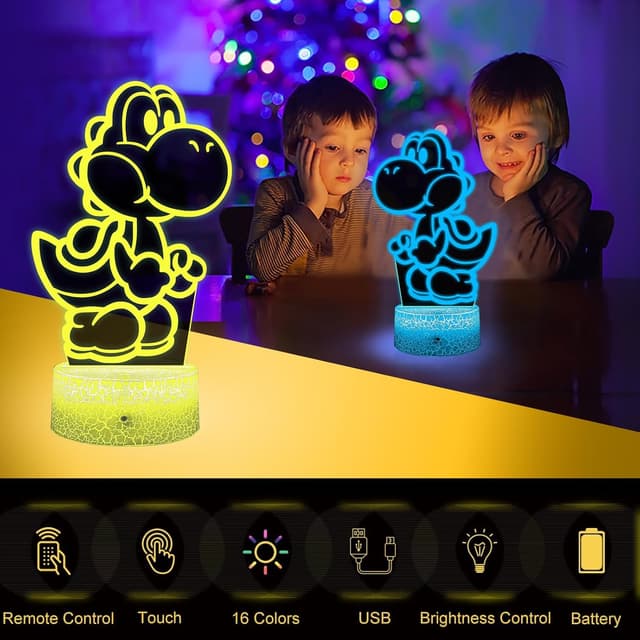 Detalle 2 de Eygerur Yoshi 16‑colour 3D night light for kids 🛋