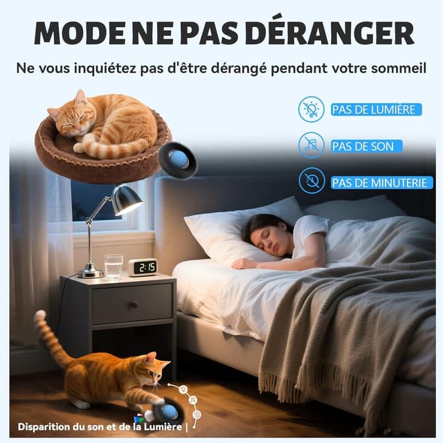 Detalle de GoldenSun Balle de jeu automatique pour chat avec tapis, gazouillis et cache-cache à 7 trous (noir)