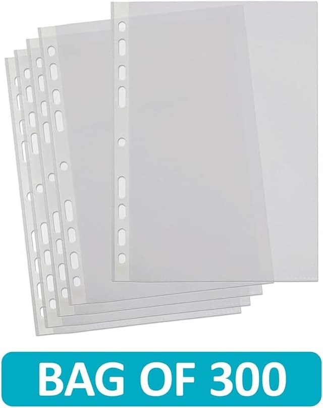 Detalle 2 de SUMMIT A4 bulk punched pockets – 300 clear plastic sleeves (40 microns)