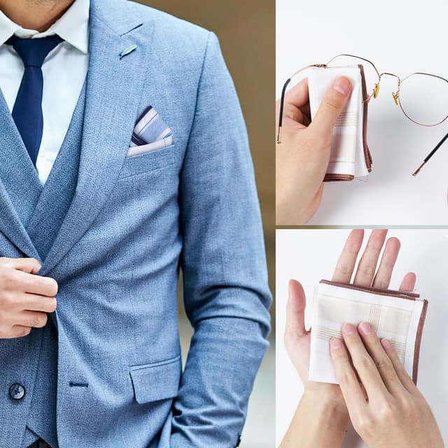 Thumbnail 6 de Aomig Herren-Taschentücher aus Baumwolle, Set mit 12 Stofftaschentüchern (3 Farben/B), 40 x 40 cm