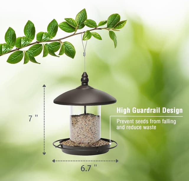 Detalle de Youvip Metal Roof Bird Feeder (Chew-Proof) for Outdoor Hanging Wild Bird Seeds, Bronze
