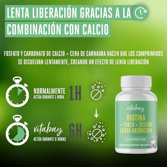 Thumbnail 1 de Vitabay Biotina 10,000 mcg Vegana ✨ para Piel, Cabello y Uñas