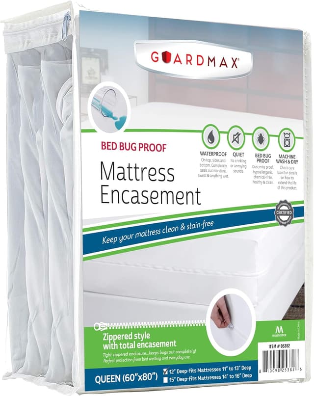 Detalle de Guardmax Jersey Knitted Queen Zippered Mattress Encasement (Waterproof & Bed Bug Proof) — Dust Mite Proof, Soft & Noiseless