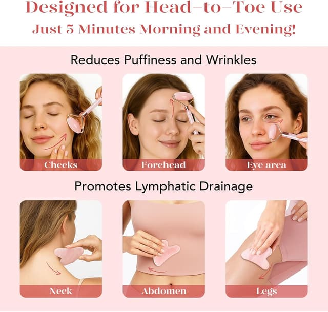 Thumbnail 4 de BAIMEI Gua Sha Rosenquarz Set 1 Stück 🪷