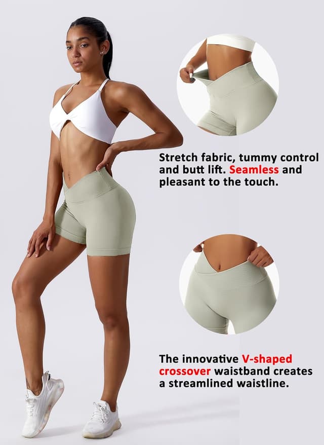 Thumbnail 3 de Coswind pantaloncini donna palestra a vita alta push up fitness in tessuto elasticizzato