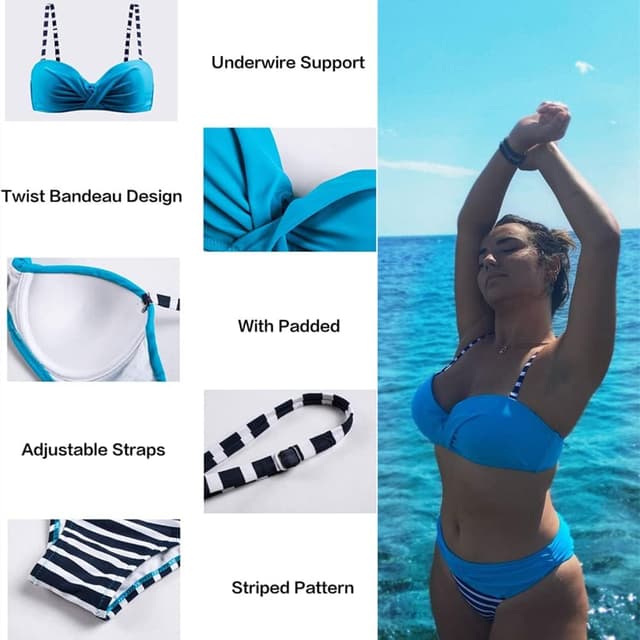 Detalle de Dokotoo Damen Bikini Set mit Push-up Effekt – Crossover-Design, Größen S bis XXL