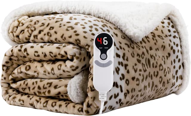 Imagen de Beige Leopard Electric Heated Blanket 72x84" en OfertitasTOP