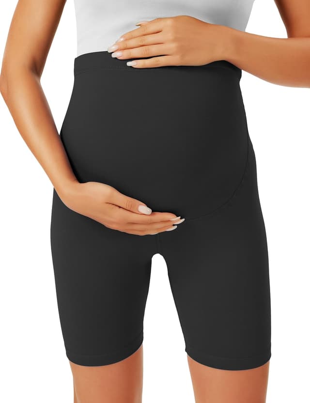 Detalle de BONVIGOR Buttercloud Maternity Shorts (Over-the-Belly) 5"/8" Biker Shorts for Pregnancy Workout & Yoga