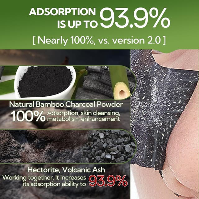 Detalle de LANBENA Upgraded 2.0 Bamboo Charcoal Nose Strip, 60 pcs