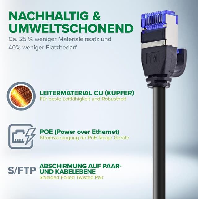 Thumbnail 2 de InLine Patchkabel Slim Cat6A S FTP 25 m grün