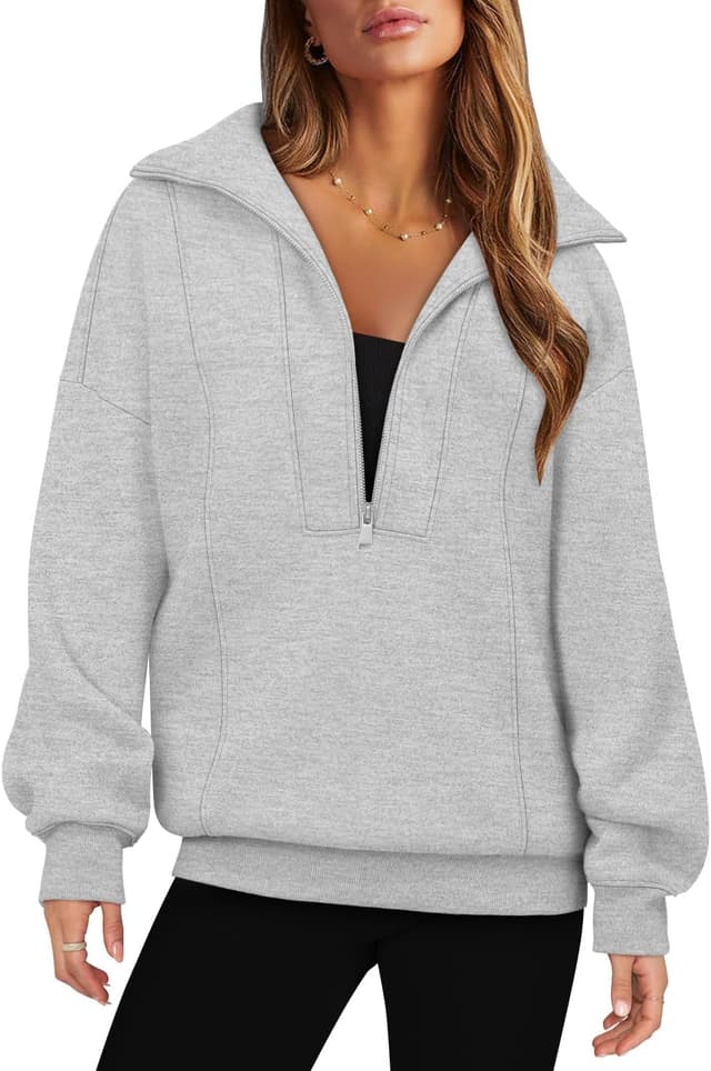 Thumbnail 6 de CHICZONE women’s half zip pullover sweatshirt with pocket – loose, oversized long sleeve jumper