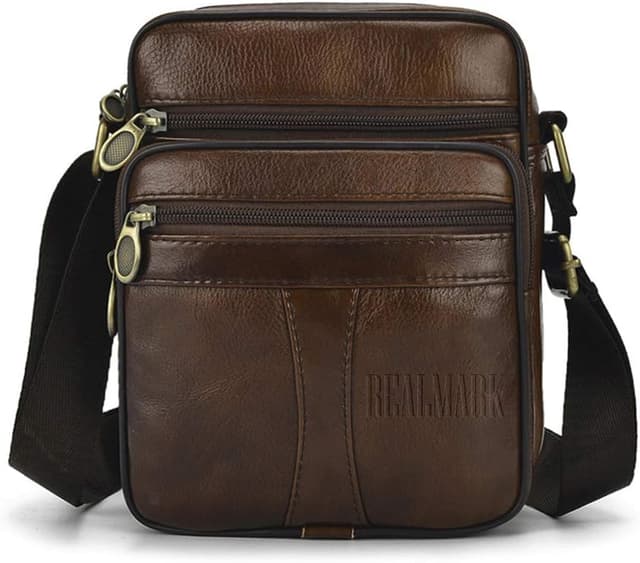Detalle de Realmark Men’s Genuine Leather Cross Body/Messenger Shoulder Bag (Small Side Satchel)