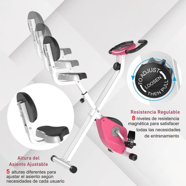 Thumbnail 2 de HomCom Bicicleta Estática Plegable Rosa