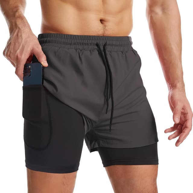 Thumbnail 3 de Surenow Mens 2-in-1 Running Shorts with Liner