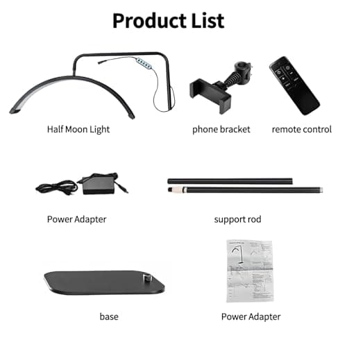 Detalle 2 de Stjiatu lámpara para extensiones de pestañas con soporte para teléfono, anillo LED de luz fría y cálida y altura ajustable