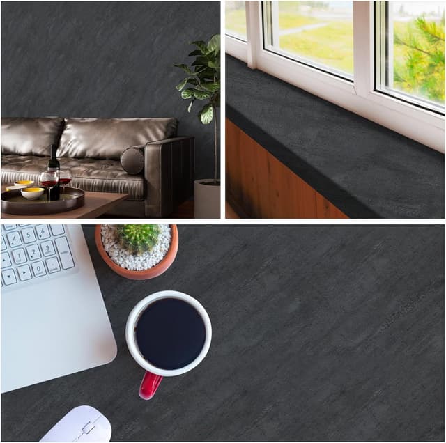 Detalle de Hode Klebefolie Möbel Grau (Betonoptik) 90 x 500 cm – selbstklebende Möbelfolie in Dunkelgrau