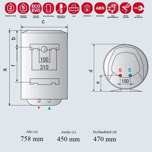 Detalle 2 de Ariston PRO1 Eco Dry Multis termo 80 L