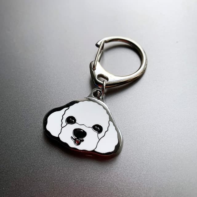 Detalle de White Poodle Dog Pendant Keychain – Metal Dog ID Tags Key-Ring (Dog Lovers Keyfob)