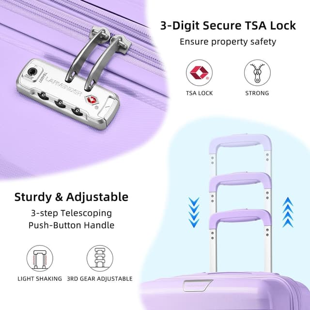 Detalle 2 de LARVENDER Luggage Sets 20 inch carry-on lavender