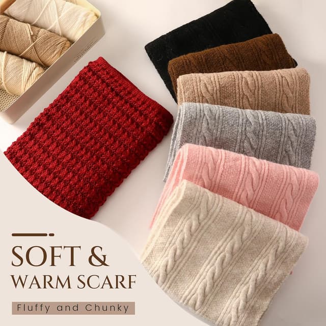 Thumbnail 6 de Tavaleu Winter Scarf for Women Cable Knit Cashmere Wool Wrap 🧣
