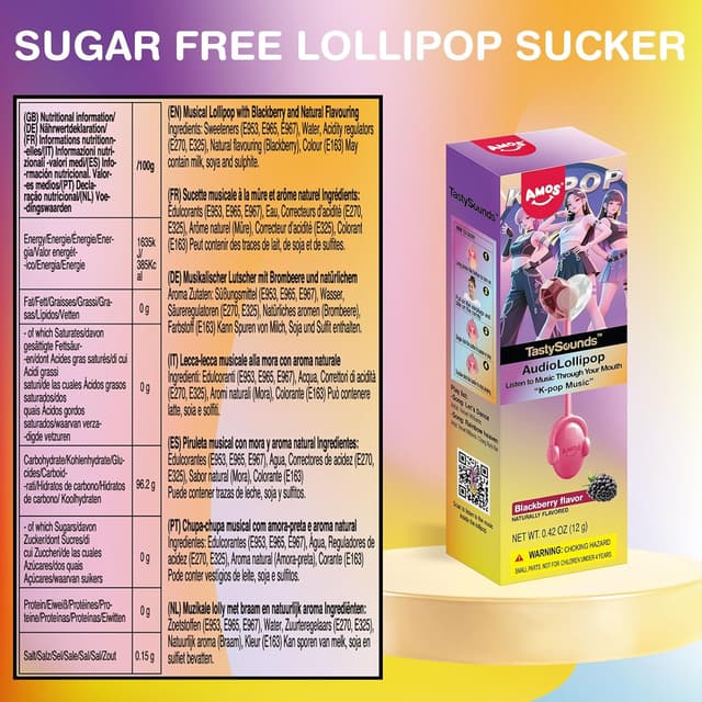 Thumbnail 1 de Amos Música Piruleta Zarzamora Fresa 1 unidad