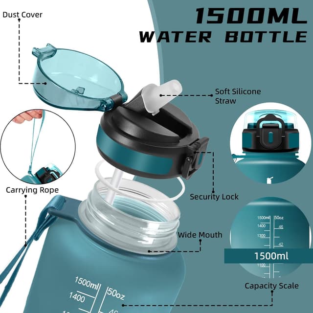 Thumbnail 2 de Botella Deportiva 1.5L Pruéba de Fugas con Pajita 💧