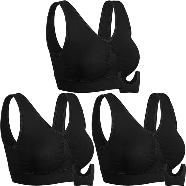 Detalle de Onory 3-Pack Wirefree Padded Sports Bras for Women (Medium Support)
