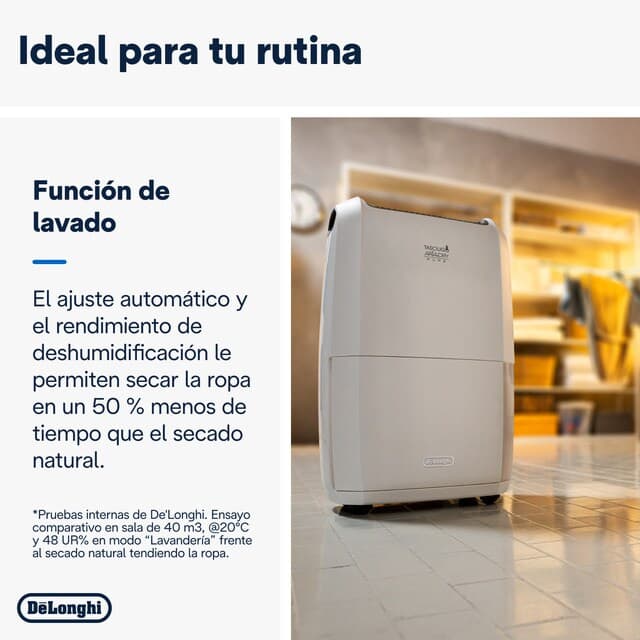 Detalle de De'Longhi DDSX225 deshumidificador 2ºC ✅