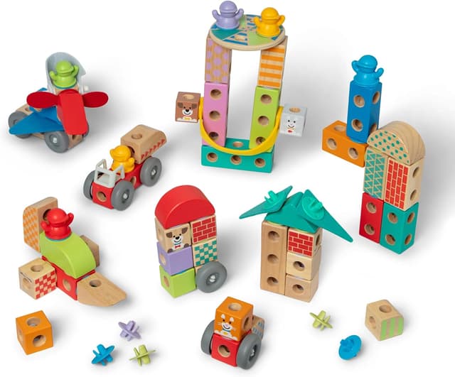 Thumbnail 6 de Melissa & Doug Blockables Stadt Bauset (73-teilig) mit Holzbausteinen und Steckverbindungen