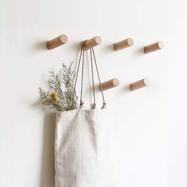 Detalle de HomeDo Wall Hooks Perchero madera 6 piezas