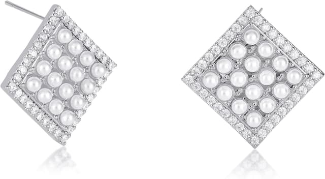 Detalle de Orecchini grandi da donna ZAVANA con zirconi cubici e piccole perle finte