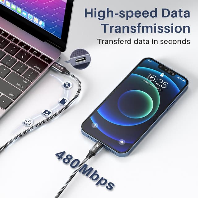 Detalle 2 de RAVIAD USB-C auf Lightning 3 m Kabel 2er-Pack