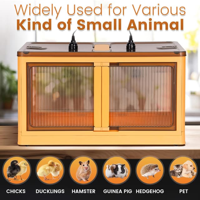 Detalle 2 de MOGOULUA Chicken Brooder Box 115L Large Foldable Chick Brooder with Heat Lamps, Thermometer & Accessories