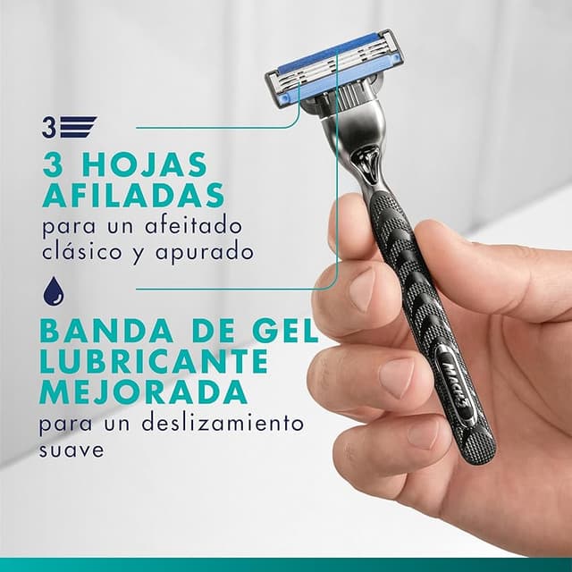 Detalle 2 de Gillette Mach3 Pack 24 Recambios Cuchillas Afeitado Suave 🪒