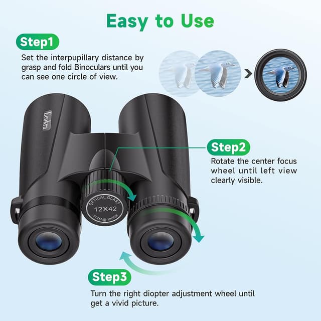 Thumbnail 5 de 12x42 HD Binoculars for Adults — Night Vision ðŸ”