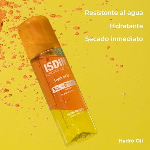 Detalle de ISDIN Fotoprotección Hydro Oil SPF 30: aceite bifásico corporal que hidrata y ayuda a potenciar el bronceado