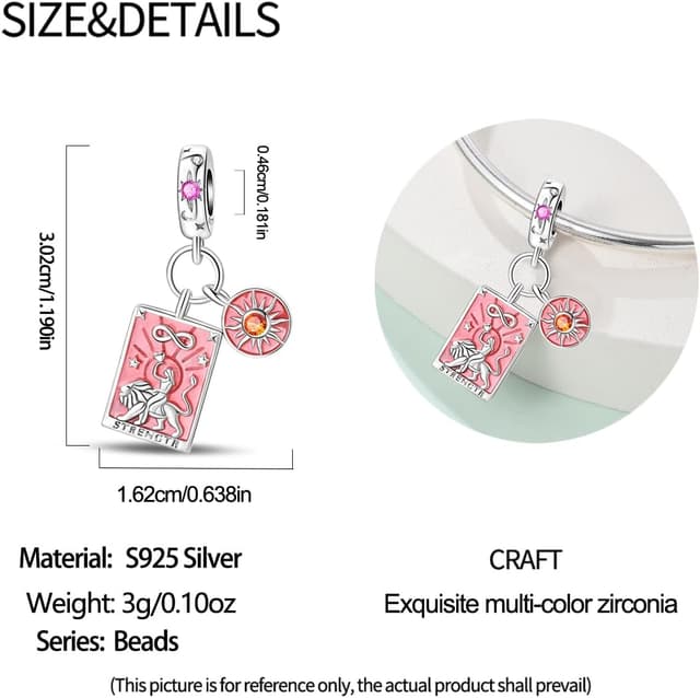 Detalle de KUNSIR Charm-Anhänger Damen aus 925 Sterling Silber mit Zirkonia – passend für europäische Armbänder & Halsketten