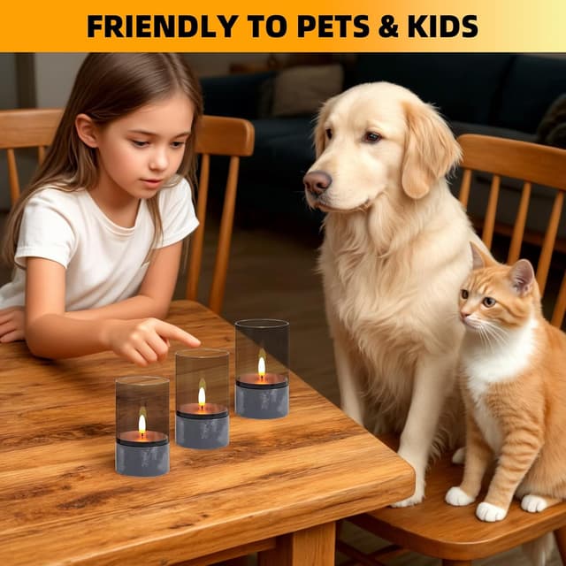 Thumbnail 6 de Dixmas 3 Stück flammenlose LED-Kerzen – 3D-Docht, realistisch flackernd, grau (je Ø 7,5 cm, Höhe 12,5 cm)