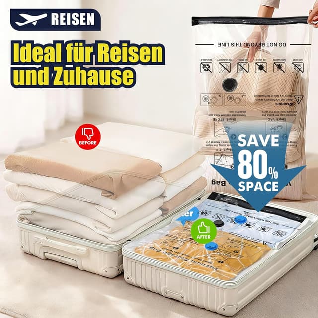 Detalle de Accenter Vakuumbeutel für Kleidung mit elektrischer Pumpe (Set mit 10 Teilen, 3 Größen)